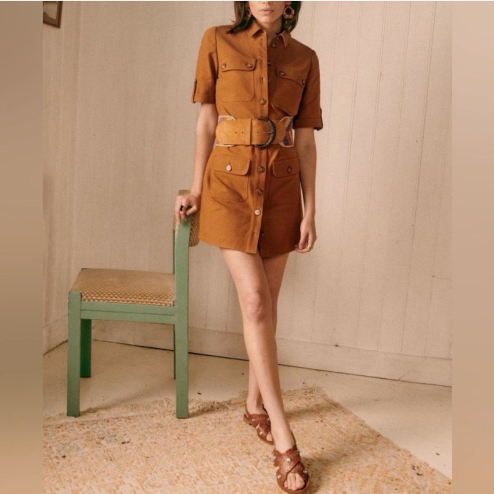 Sezane camel colored Jackie Dress
